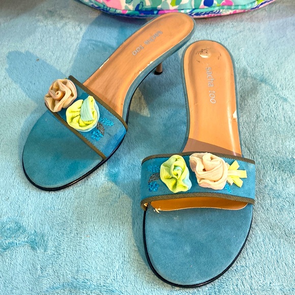 Sasha too blue kitten heels sandals - Picture 3 of 7